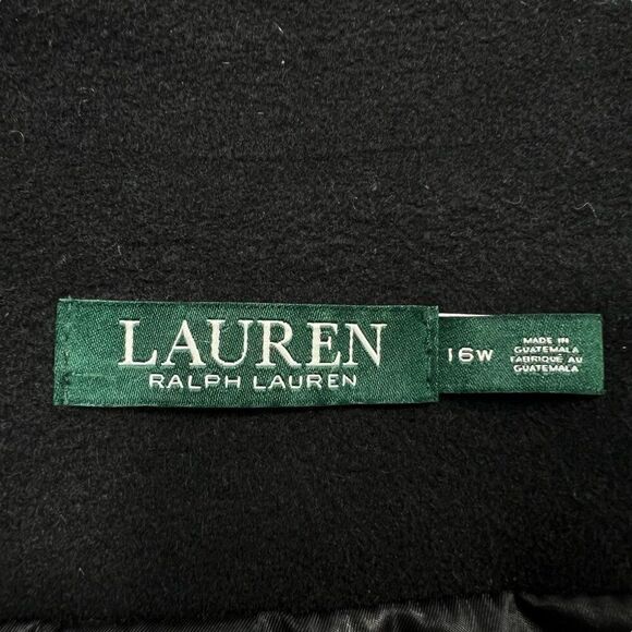 Lauren Ralph Lauren Women's Black Buckle-Front Walker Wool Blend Coat Size 16W - Picture 8 of 12